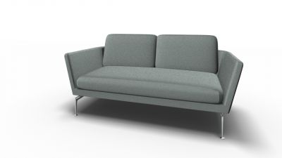 Graues Suita Sofa von Vitra, ein modernes 2-Sitzer Sofa mit Stahlbeinen.